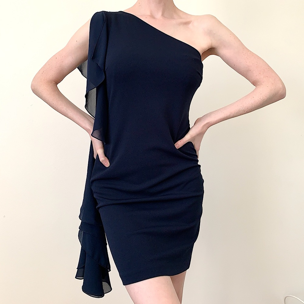 NWT Rinascimento One Shoulder Navy Mini Dress